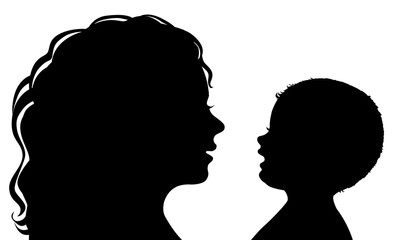 Silhouette mother and baby