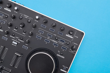 Updated DJ mixer on blue background