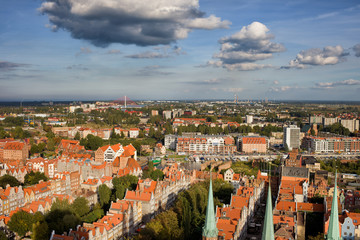 Fototapeta na wymiar City Of Gdansk Aerial Cityscape, Poland