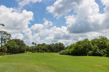 Golf Course under Beautiful Sky
