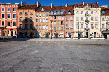 Fototapeta na wymiar Houses on Krakowskie Przedmiescie Street in Warsaw, Poland