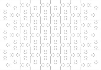 Jigsaw puzzle blank template or cutting guidelines of 70 transparent pieces. Classic style pieces are easy to separate (every piece is a single shape).
 - obrazy, fototapety, plakaty