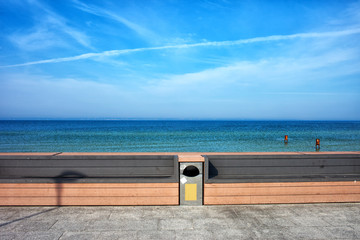 Benches at Baltic Sea Waterfront in Poland