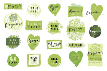 Set of Organic Handmade Product labels, stickers, badges, patches, logo templates