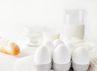 Still life air white protein breakfast