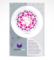 Fototapeta premium Web technologies company booklet cover design. 3d design, colorful abstract vector faceted shape.
