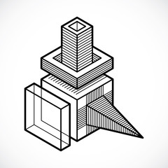 Abstract vector, isometric dimensional shape.