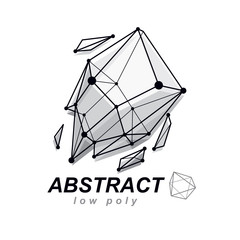Fototapeta na wymiar Abstract vector geometric form, 3d shape. Communication technologies modern emblem.