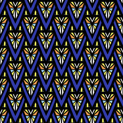 Summer african pattern vector seamless. Abstract geometric triangle mosaic texture. Tribal background print for ethnic fabric, wallpaper, blanket, wrapping paper and boho card template.