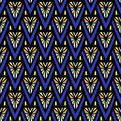Stoffe zum Nähen Sommer afrikanische Muster Vektor nahtlos. Abstrakte geometrische Dreieck Mosaik Textur. Stammes-Hintergrund drucken für ethnische Stoff, Tapete, Decke, Umhüllung Papier und Boho Kartenvorlage.