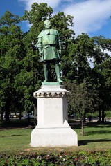 Fototapeta premium statue of Alpar Igrac the author of Vajdahunyad palace,
