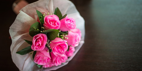 artificial pink bouquet  rose
