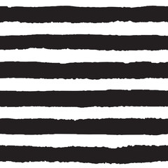 Seamless pattern with black horizontal stripes on white background. Vector illustration.