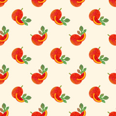 Seamless background image colorful watercolor texture tropical ripe gac fruit