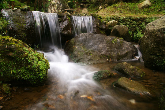 Small waterfalls on the parang ijo park, indonesia