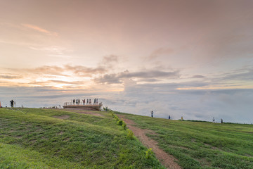 tourist look beautiful fog at Phu Thap boek from the country of Thailand