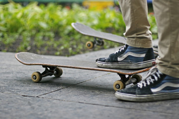 Teenager on a skateboard in the city