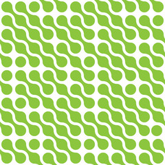 Abstract background of green connected dots in diagonal arrangement on white background. Seamless pattern vector illustration.