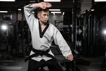 Fototapeta na wymiar Martial arts fighters in gym