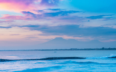 Fototapeta na wymiar Ocean sunset with Volcano