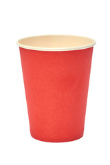 Red paper cup isolated on a white background