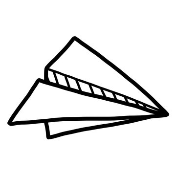 paper airplane / cartoon vector and illustration, black and white, hand drawn, sketch style, isolated on white background.