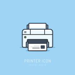 Printer icon in simple line art style vector illustration