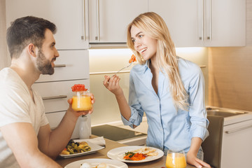 Young couple travel together hotel room leisure