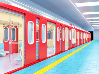 subway train arrive on station