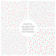 Collection of colorful children seamless patterns. Memphis style - fashion 80-90s.