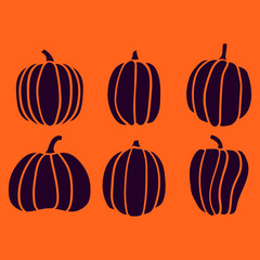 Autumn collection of pumpkin, orange halloween pumpkin set, EPS 8