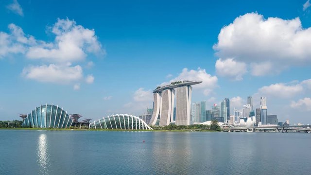 Singapore city skyline at Marina Bay waterfront timelapse, Singapore, 4K Time lapse