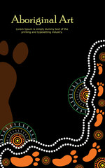 Vector Banner with text. Aboriginal art illustration.