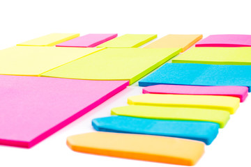 Post-it note. color blank sticky notes on white background