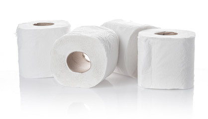 rolls of toilet paper isolated on white