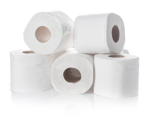 rolls of toilet paper isolated on white