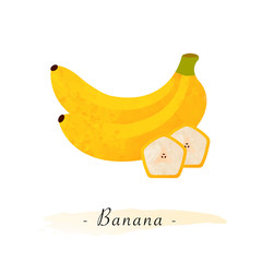 Colorful watercolor texture vector healthy fruit banana