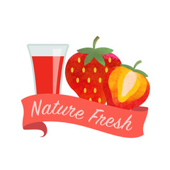 Colorful watercolor texture vector nature organic fresh fruit juice banner strawberry