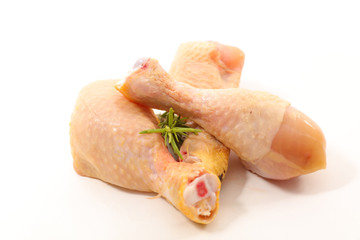 raw chicken leg isolated on white