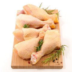 raw chicken leg isolated on white