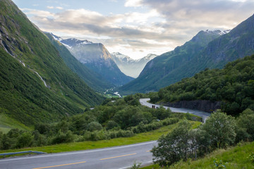 Fototapeta na wymiar turns on the road Strynefjellet in Norway