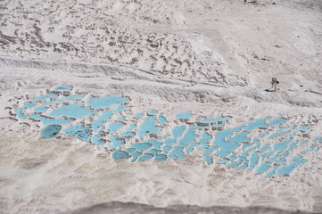 Turquoise water travertine pool terrace at pamukkale