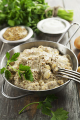 Stewed pork with  mustard sauce