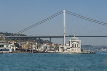 The Mosque, building, city, transpotation, logistic and Bosphorus strait in Istanbul, Turkey.