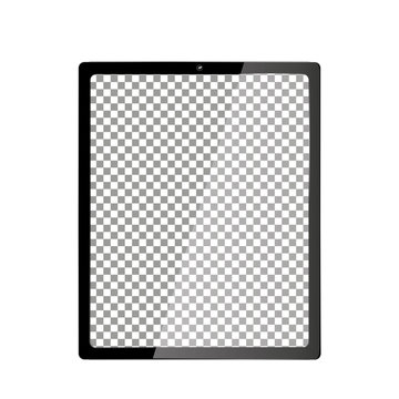 Realistic Computer with Transparent Wallpaper Screen Isolated. Set of Device Mockup Separate Groups and Layers. Easily Editable