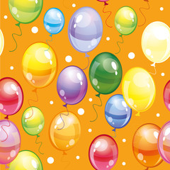 Seamless pattern with balloons on orange background