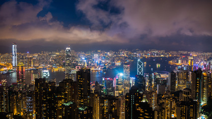 Fototapeta na wymiar Hong kong china cityscape in the night from victoria peak