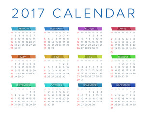 2017 Calendar. Abstract. Week Starts from Sunday. Vector illustration. Print Ready