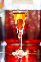 Glasses for spirits with liqueurs or cordials.