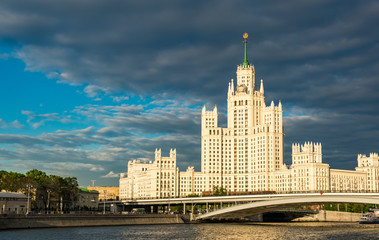 skyscraper from the riverside in moscow